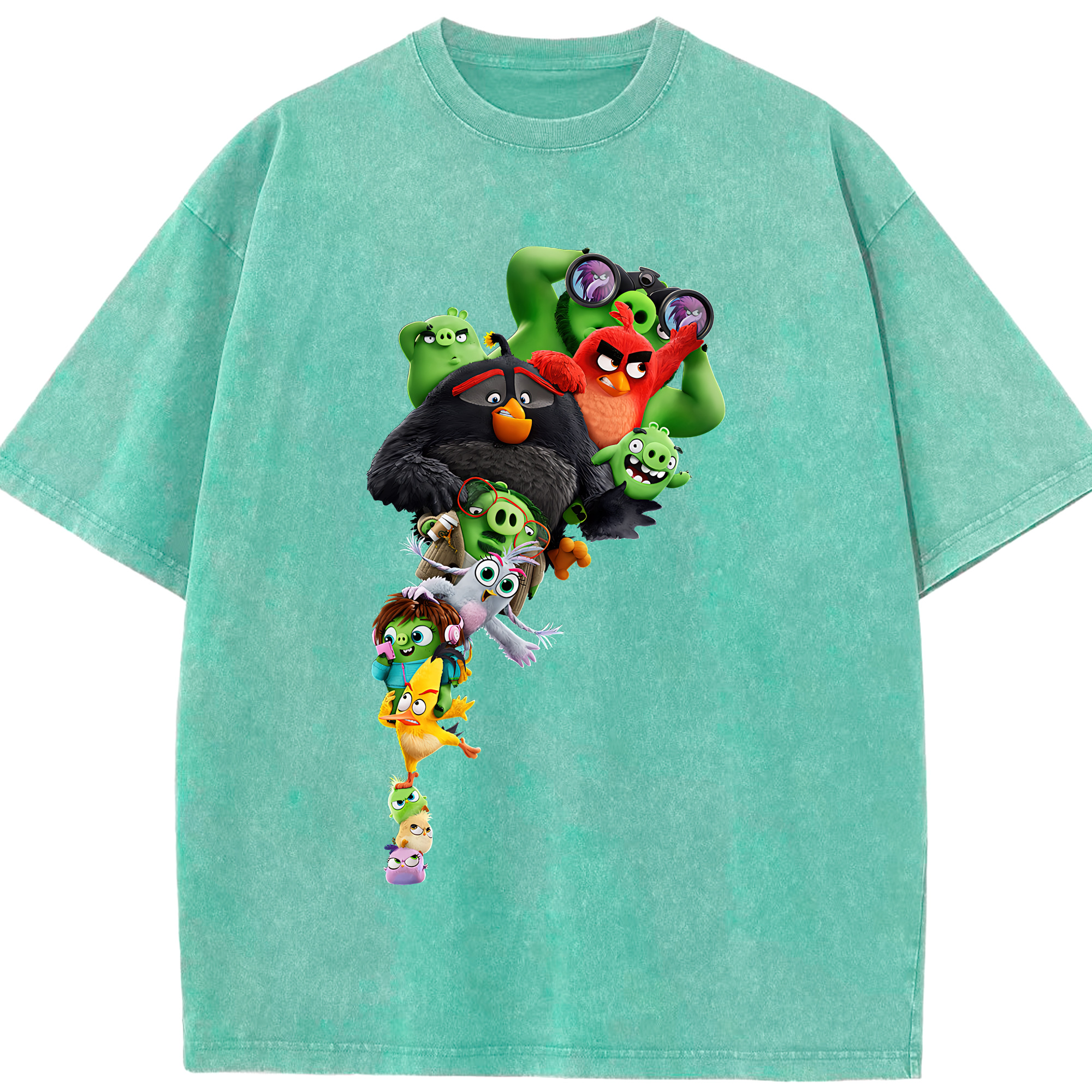 （画像用） Angry Birds アングリーバード 綿100% ヴィンテージ風 半袖Tシャツ（フロントプリント）